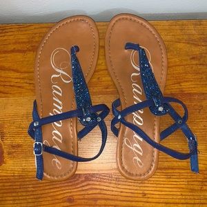 Navy blue sparkly sandals